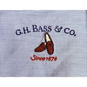 G.H. Bass & Co. Mens Button Down Shirt 16 1/2 34/35 Blue White‎ Patterned